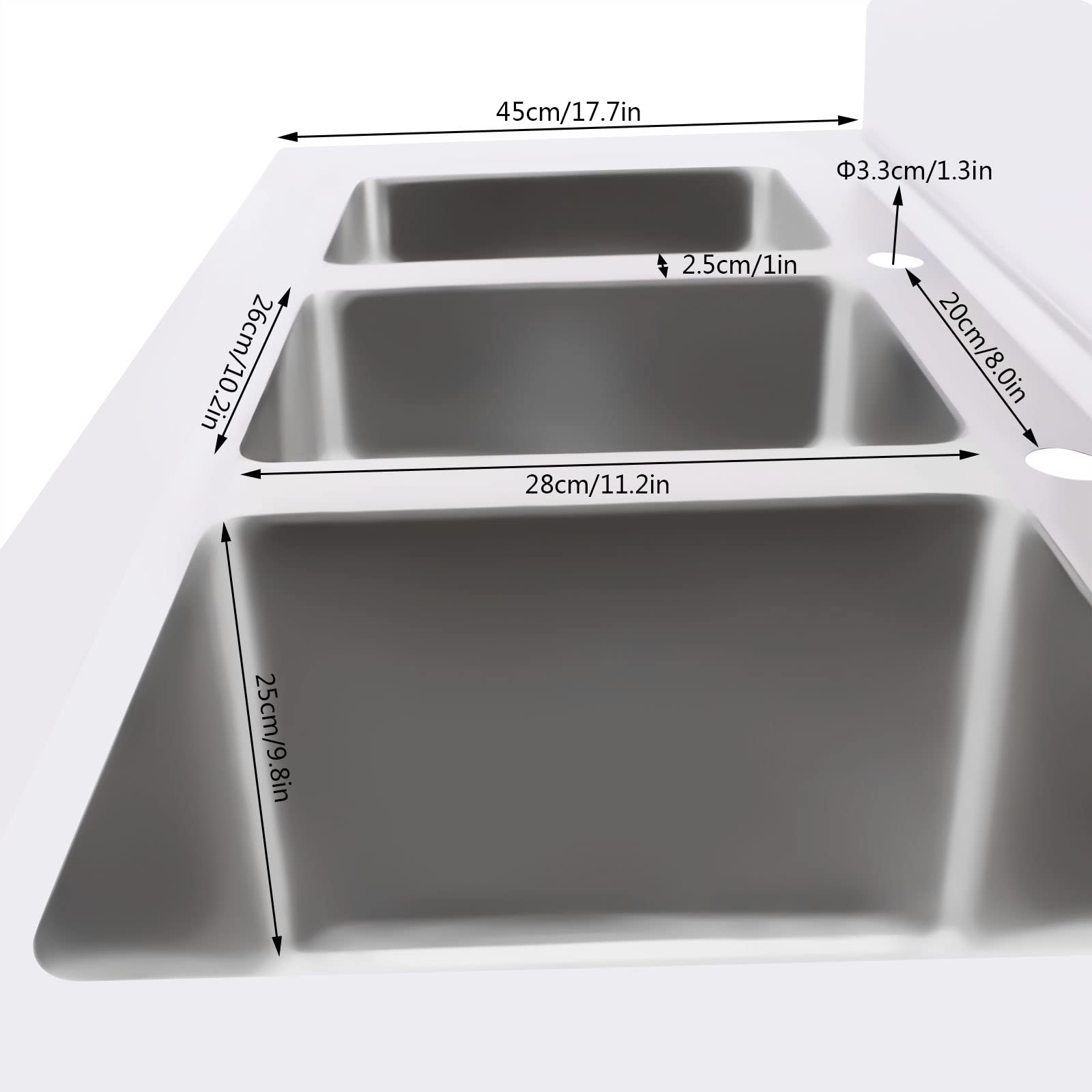 3-Compartment Stainless Steel Utility Sink Commercial Grade Laundry Tub Culinary Sink Free Standing Utility Sink for Garage, Restaurant, Kitchen, Laundry Room, Outdoor, 39” W x 18” D x 37” H