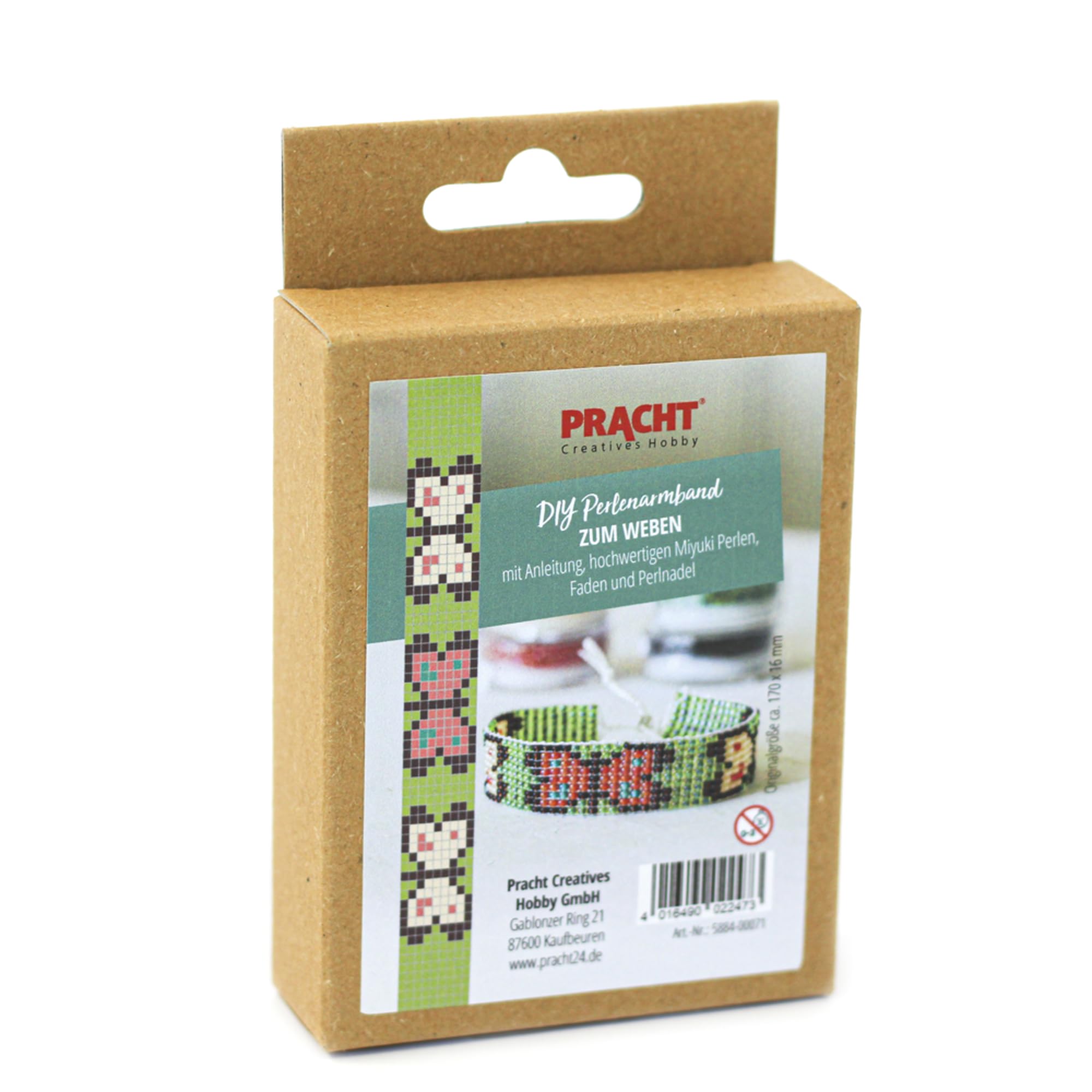 Pracht Creatives Hobby 5884-00071 - DIY Craft Kit for Making a Bead Bracelet with Green, Brown and Orange Miyuki Beads, Total Size Approx. 17 x 1.6 cm