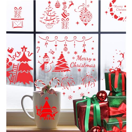 22 Sets Christmas Painting Templates Handbook Decoration DIY Skeleton Painting Stencils Reusable Airbrush Stencils Santa Tree Deer Snowman Snowflake Elements Wooden Wall Home Decor Painting