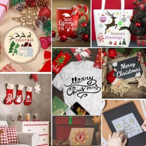 22 Sets Christmas Painting Templates Handbook Decoration DIY Skeleton Painting Stencils Reusable Airbrush Stencils Santa Tree Deer Snowman Snowflake Elements Wooden Wall Home Decor Painting