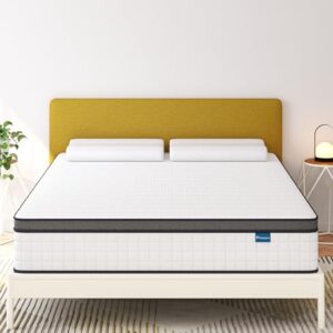 elitespace Queen Mattresses,12 Inch Queen Size Mattress in a Box,Memory Foam Hybrid White Mattress with Provide Support and Improve Sleep Mattresses,CertiPUR-US.