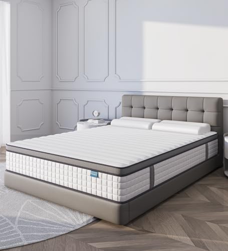 elitespace Queen Mattresses,12 Inch Queen Size Mattress in a Box,Memory Foam Hybrid White Mattress with Provide Support and Improve Sleep Mattresses,CertiPUR-US.