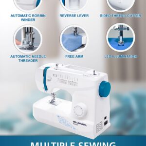 MILLEPUNTI Sewing Machine with 25 Stitches Automatic Needle Threader and Bobbin Winder Include 4 Feet and Accessories Perfect for Beginners Quilting and DIY MKR45