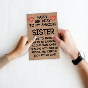 Ziwenhu Humor Sister Birthday Gift Ideas from Brother Cousin, Cute Sister Birthday Card from Best Sister, Funny Birthday Card for Sister, Happy Birthday To My Amazing Sister Card