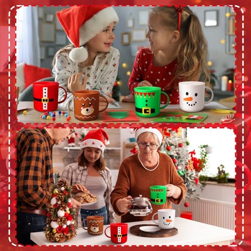 Yaomiao 24 Pcs Christmas Mugs Set Christmas Santa Elf Snowman Elk Mugs Christmas Mugs for Kids Christmas Plastic Mug Bulk 8 oz Christmas Cups Christmas Gifts for Holiday Party Supplies, 4 Styles