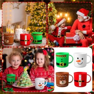 Yaomiao 24 Pcs Christmas Mugs Set Christmas Santa Elf Snowman Elk Mugs Christmas Mugs for Kids Christmas Plastic Mug Bulk 8 oz Christmas Cups Christmas Gifts for Holiday Party Supplies, 4 Styles