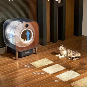 PAWBBY Self Cleaning Cat Litter Box, Automatic Cat Litter Box with Smart APP Control & Strong Odor Control for Multiple Cats, Ten-fold Safety Protection Scoop Free Large Litter Boxes with Mat & Liner