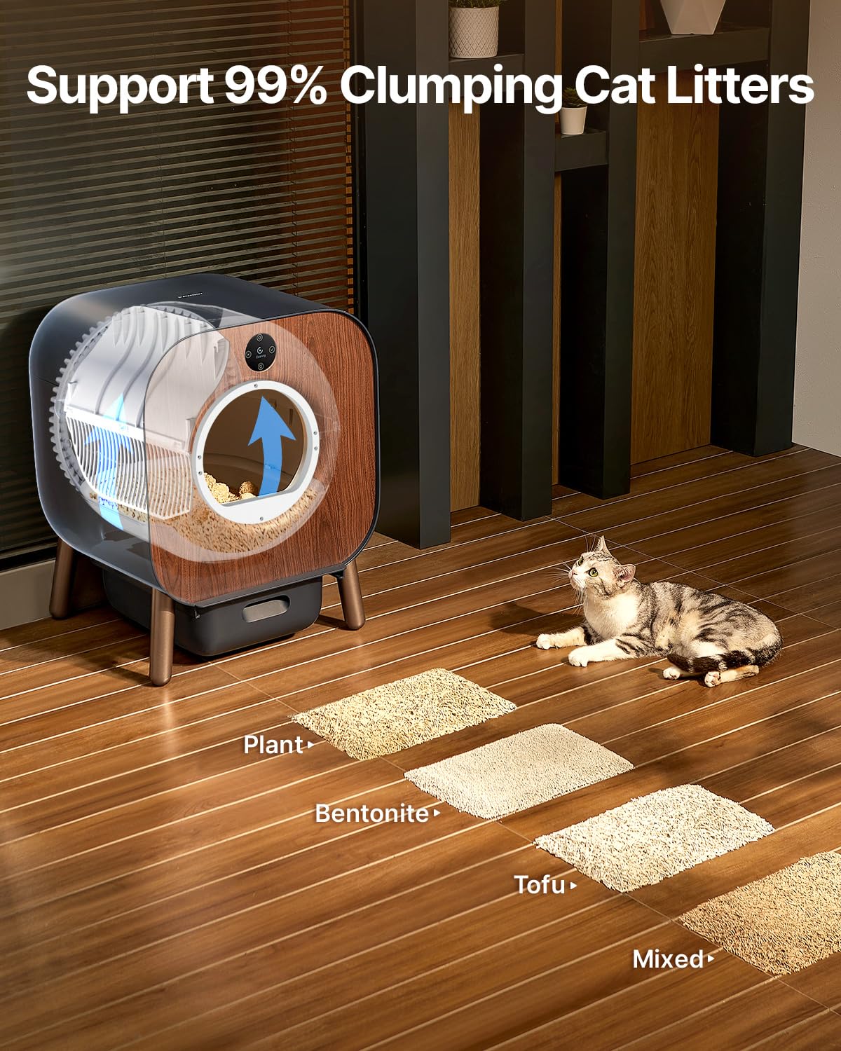 PAWBBY Self Cleaning Cat Litter Box, Automatic Cat Litter Box with Smart APP Control & Strong Odor Control for Multiple Cats, Ten-fold Safety Protection Scoop Free Large Litter Boxes with Mat & Liner