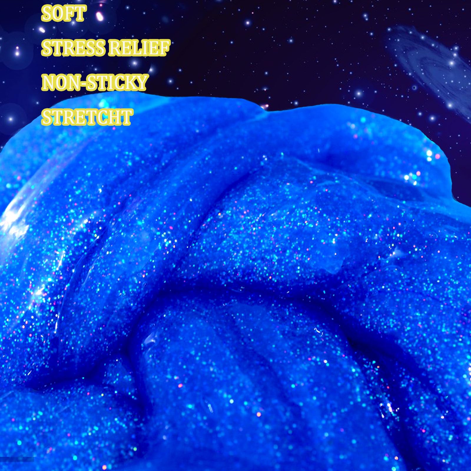 24 Pack Blue Galaxy Star Slime,Party Favor for Kids Girls & Boys,Non Sticky, Stress & Anxiety Relief, Wet, Super Soft Sludge Toy