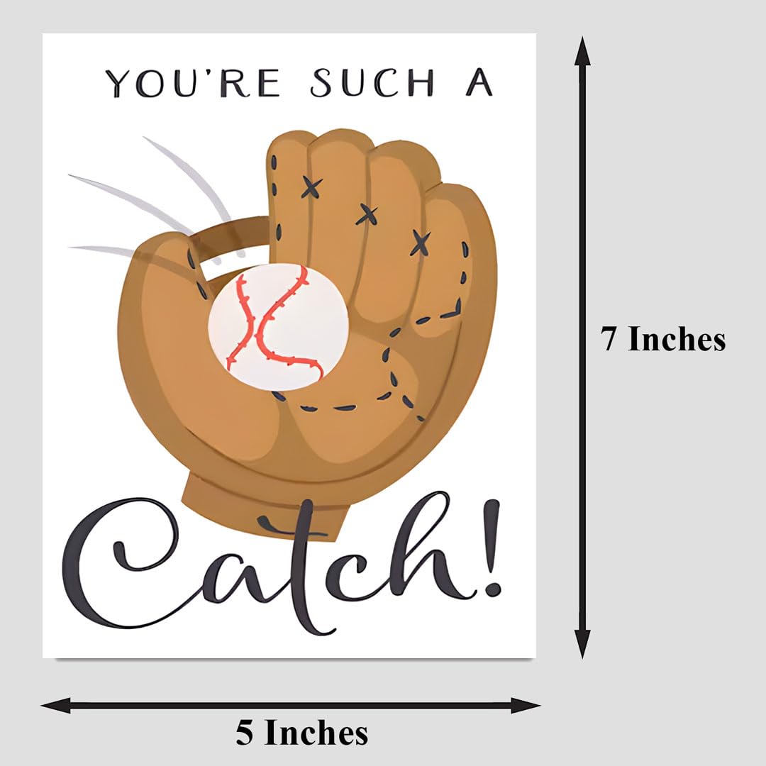 PICTURE THIS PRINTS You're a Catch, Baseball Themed Card, Funny Card for Wife Husband Boyfriend Girlfriend Mom Dad, Card for Him Her Friend Brother Sister, Funny Greeting Card (5 inches by 7 inches)