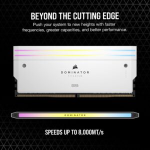 CORSAIR DOMINATOR TITANIUM RGB DDR5 RAM 32GB (2x16GB) DDR5 6000MHz CL30 Intel XMP iCUE Compatible Computer Memory - White (CMP32GX5M2B6000C30W)