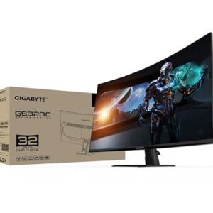 GIGABYTE GS32QC 31.5" 165Hz 1440P Curved Gaming Monitor, 2560x1440 VA 1500R Display, 1ms (MPRT) Response Time, HDR Ready, 1x Display Port 1.4, 2X HDMI 2.0,Black