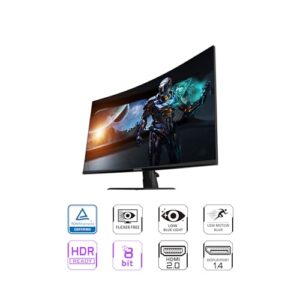 GIGABYTE GS32QC 31.5" 165Hz 1440P Curved Gaming Monitor, 2560x1440 VA 1500R Display, 1ms (MPRT) Response Time, HDR Ready, 1x Display Port 1.4, 2X HDMI 2.0,Black