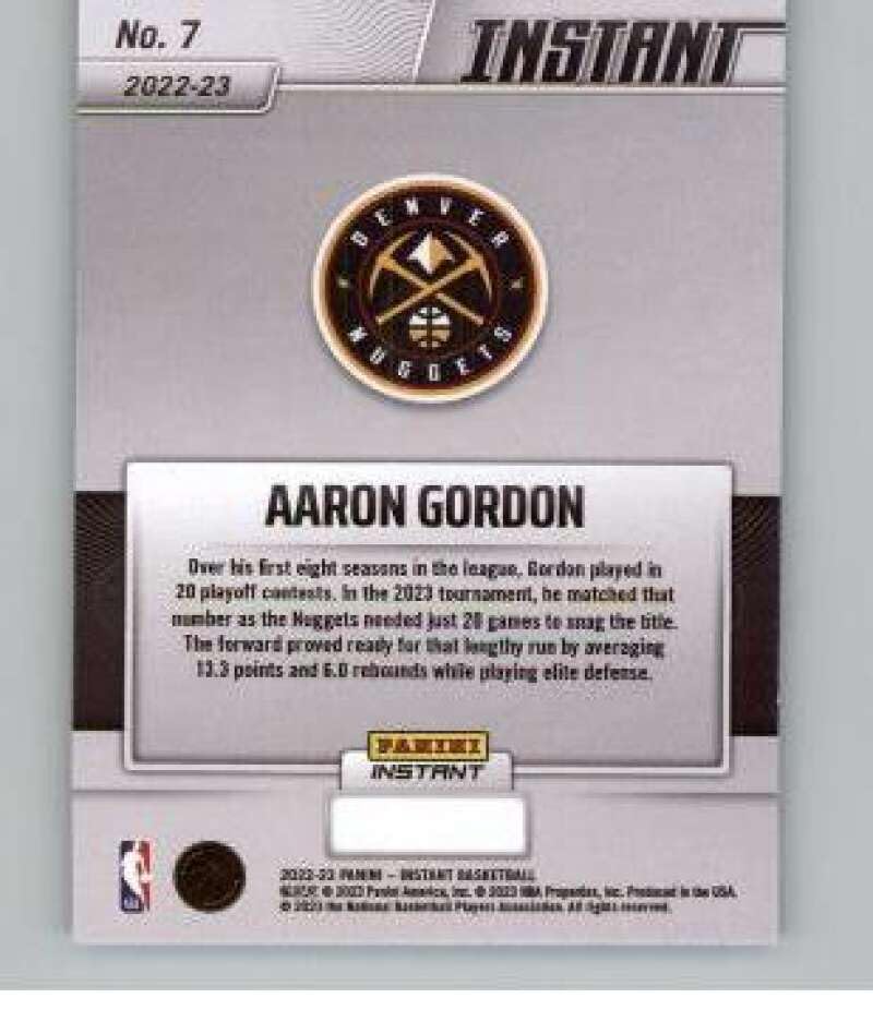 2023 Panini Instant NBA Champions Denver Nuggets (from box set) #7 Aaron Gordon NBA Basketball Trading Card