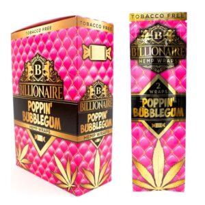 Billionaire Hemp Natural Hemp Wraps - Poppin' Bubblegum - 2 Wraps per Pack - 5 Pack - 10 Wraps total incl. Frugal Smoker Sticker