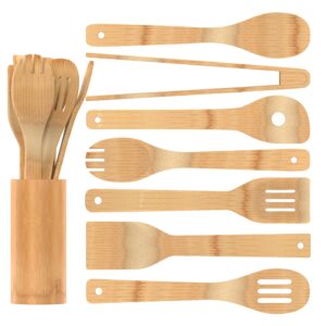 wooden spoons for cooking - utensils holder - 7pcs bamboo utensil set - wooden spoons - kitchen utensils - wooden cooking utensils - wood cooking utensils set - kitchen utensils set wood - spatula