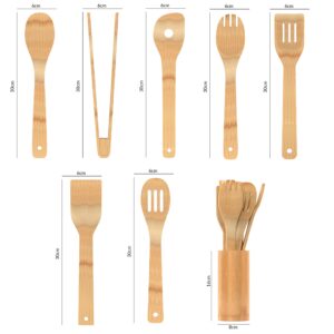 Wooden Spoons for Cooking - Utensils Holder - 7pcs Bamboo Utensil Set - Wooden spoons - Kitchen Utensils - Wooden Cooking Utensils - Wood Cooking Utensils Set - Kitchen Utensils Set Wood - Spatula