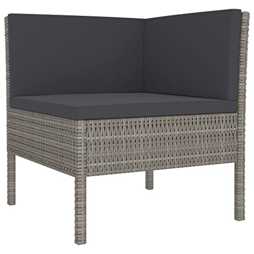 vidaXL 11-Piece Outdoor Patio Lounge Set - Weather-Resistant PE Rattan Furniture with Cushions - Gray - Modern Farmhouse Style