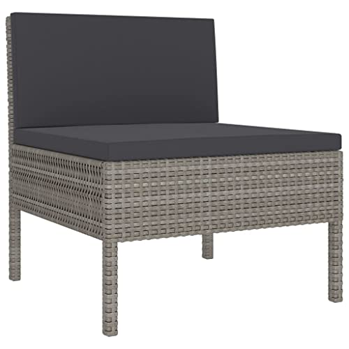 vidaXL 11-Piece Outdoor Patio Lounge Set - Weather-Resistant PE Rattan Furniture with Cushions - Gray - Modern Farmhouse Style