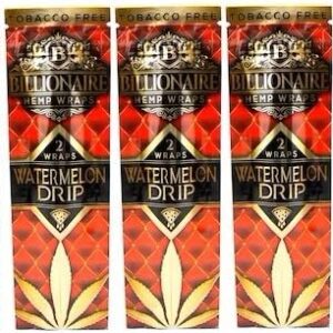 Billionaire Hemp Natural Hemp Wraps - Watermelon Drip - 2 Wraps per Pack - 25 Pack - 50 Wraps total incl. Frugal Smoker Sticker