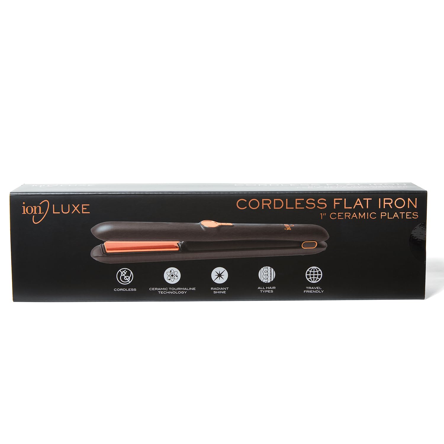 Ion Luxe Cordless Flat Iron 1", Travel Friendly, 35 Minutes of Charge, 6 Heat Settings, Auto-Shut Off, No Cord Tangling