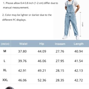 Runcati Men's Denim Bib Overalls Jeans Fashion Boot Cut Trousers Casual Slim Fit Adjustable Straps Jumpsuit (US, Alpha, X-Large, Regular, Regular, Navy Blue)