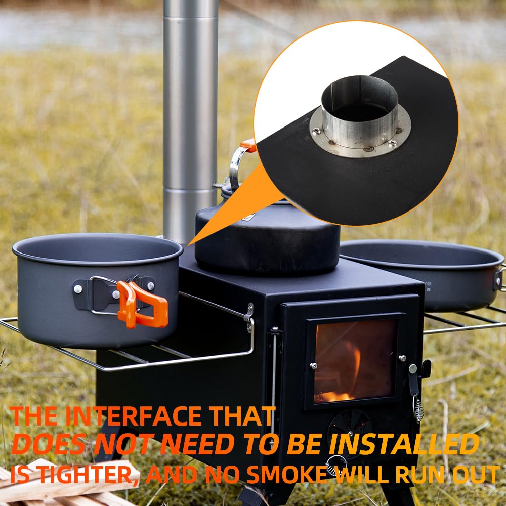 Hot Tent Stove,AVOFOREST Wood Burning Stove,Small Wood Stove with 7 Stainless Chimney Pipes for Outdoor Heating & Cooking, Ice Fishing, Hunting