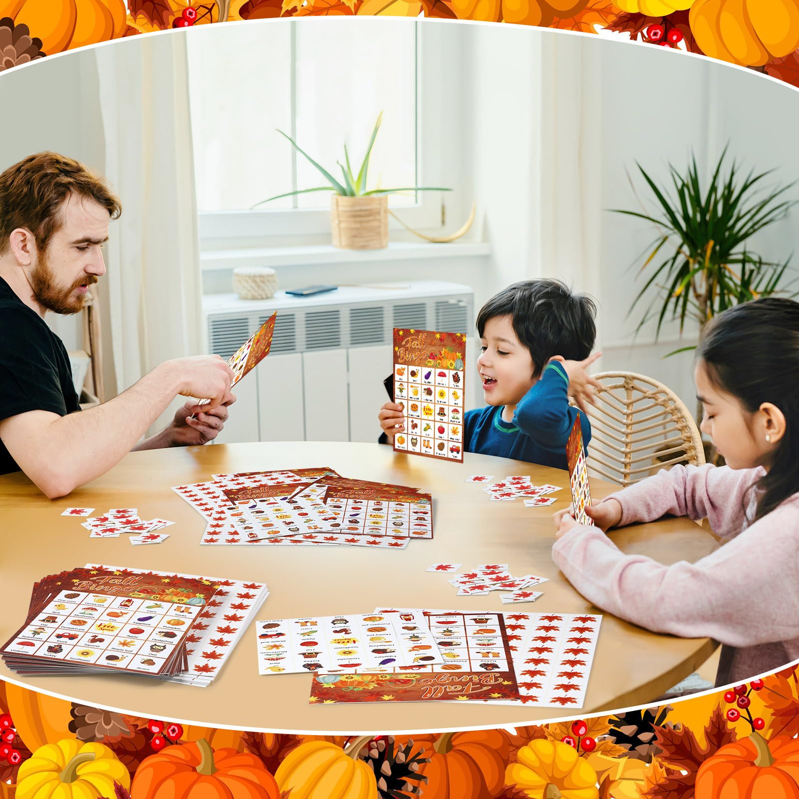 Shappy 39 Pcs Fall Bingo Game Cards Sets for Adults 28 Players Fall Festival Party Games Autumn Bingo Cards for School Classroom Family Activities Thanksgiving Party Supplies Decoration