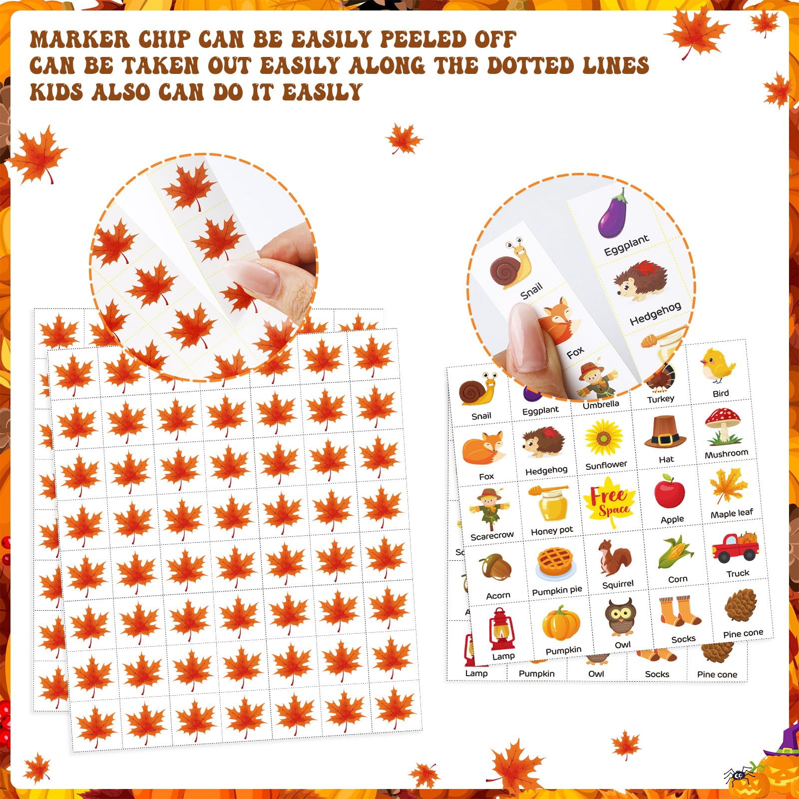 Shappy 39 Pcs Fall Bingo Game Cards Sets for Adults 28 Players Fall Festival Party Games Autumn Bingo Cards for School Classroom Family Activities Thanksgiving Party Supplies Decoration