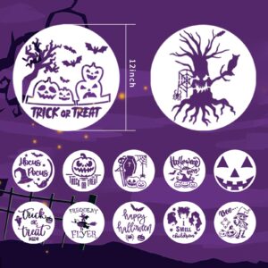 Halloween Stencils, 12" Large Reusable Painting Stencils, Round Happy Halloween Ghost Templates for Crafts, Home Decor, and DIY Projects - 12 PCS (Halloween 03)