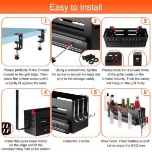 Griddle Caddy for Blackstone 28''/36'' Griddle, Grill BBQ Accessories Holder with Magnetic Strip & Paper Towel Holder, Space Saving Storage Caddy for Grill