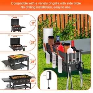 Griddle Caddy for Blackstone 28''/36'' Griddle, Grill BBQ Accessories Holder with Magnetic Strip & Paper Towel Holder, Space Saving Storage Caddy for Grill