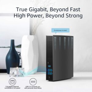 WAVLINK AC3200 Wireless Dual-Band Gigabit Router with MU-MIMO | 1.4GHz Dual-core CPU | 4 Gigabit Ports,USB Port | 8x5dBi Internal Antennas for Strong WiFi Signal Coverage | iF Design Award Winner