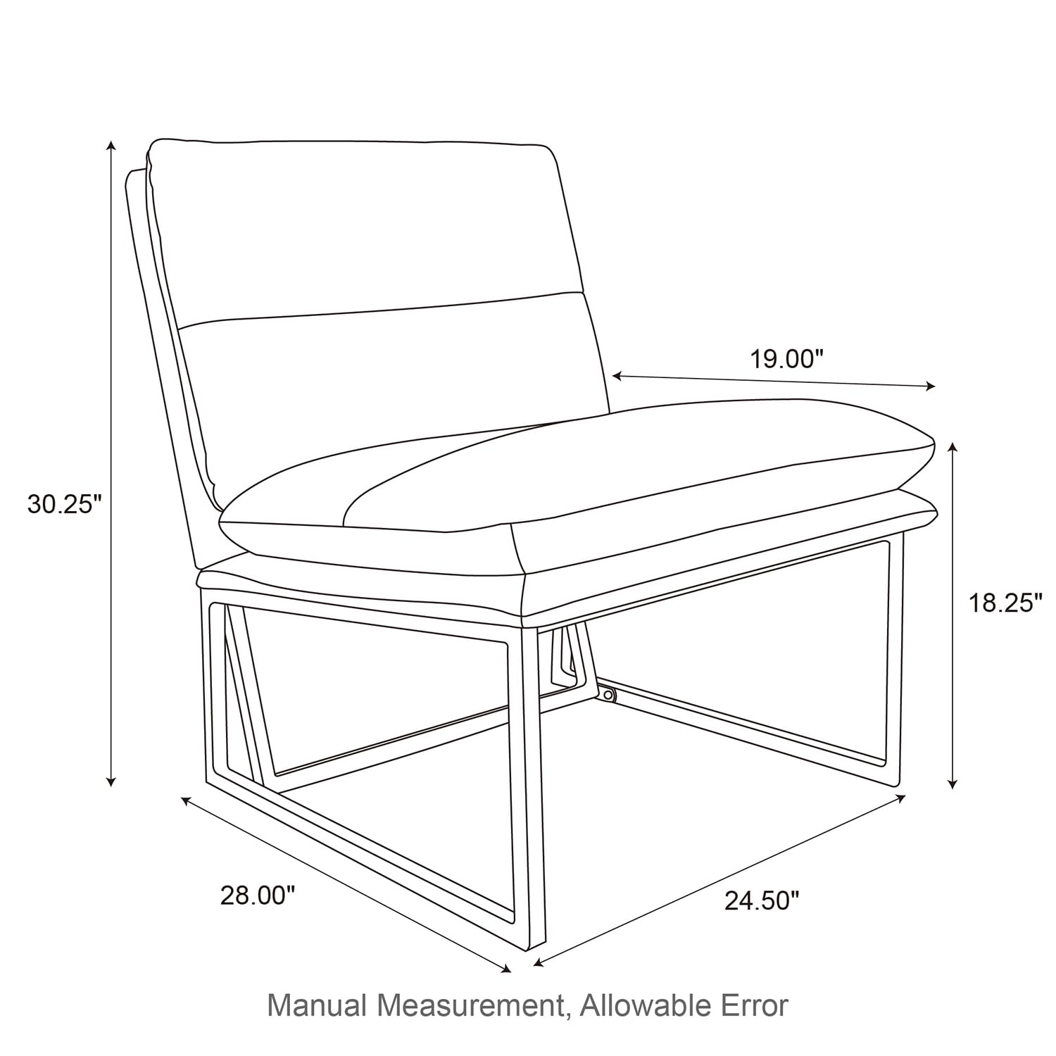 glitzhome Mid Century Modern Accent Chair, Coffee Thick Leatherette Chair with Metal Frame, Side Chair with Backrest, Upholstered Leisure Chair for Living Room, Bedroom, Office,1PC