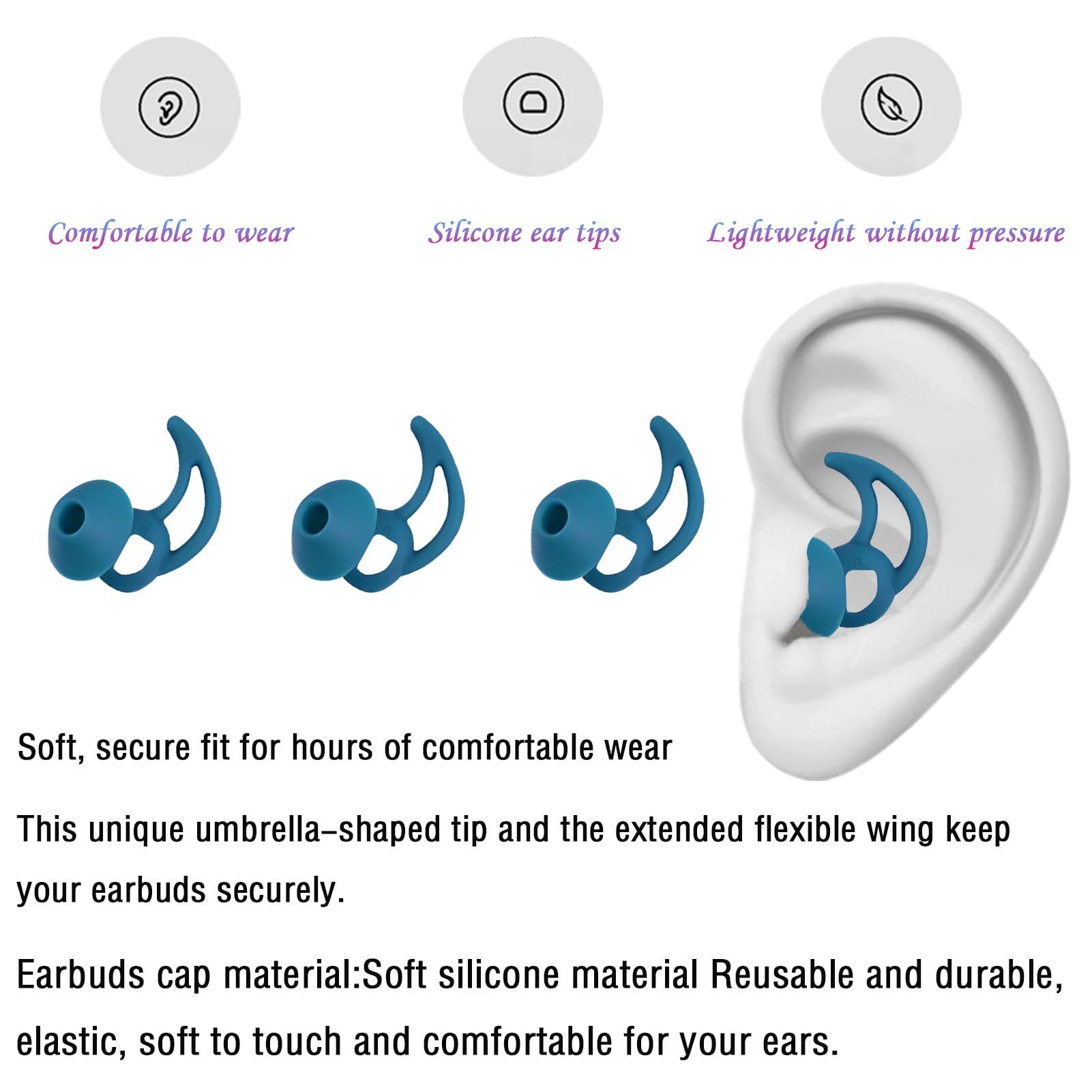 WKYMY Earbud Pads Replacement Silicone Ear bud Tips Eartips Compatible with Bose Quietcomfort and Sport Headphone Rubber Tips Earbud Covers Small 3 Pairs