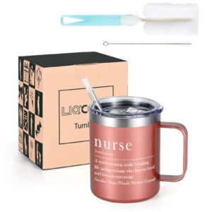 LiqCool Nurse Gifts for Women, 12 Oz Insulated Coffee Mug, Nurse Week Gifts for Women, Nurse Graduation Gift, Christmas Birthday RN Ipn Appreciation Gifts for Nurses (Rose Gold)