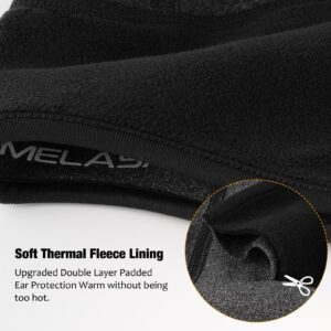 MELASA Fleece Lined Winter Cycling Beanie with Holes for Glasses - For Men, Women