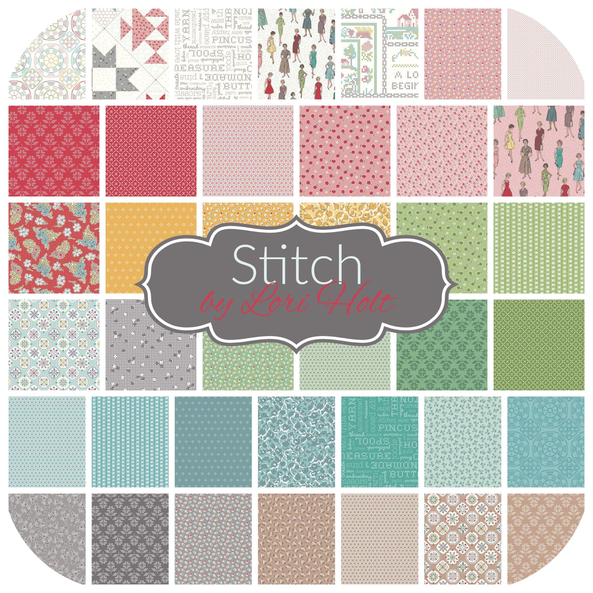 Stitch Fat Eighth Bundle (39 Pieces) by Lori Holt for Riley Blake 9 x 21 inches (22.86 cm x 53.34 cm) Fabric cuts DIY Quilt Fabric