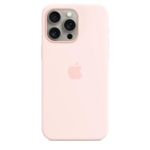 apple iphone 15 pro max silicone case with magsafe - light pink