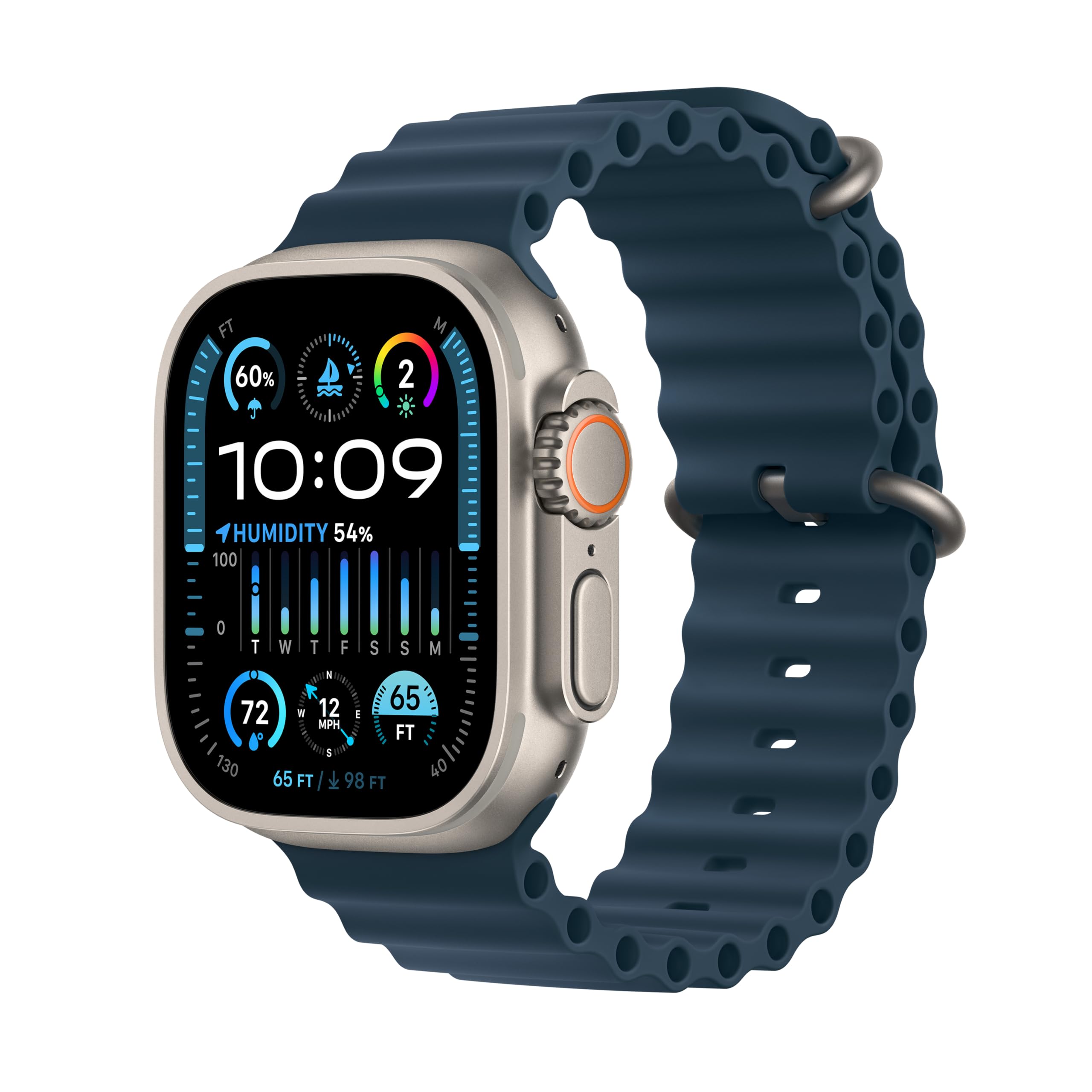 Apple Watch Ultra 2 [GPS + Cellular 49mm] Smartwatch with Rugged Titanium Case & Blue Ocean Band. Fitness Tracker, Precision GPS, Action Button, Extra-Long Battery Life, Bright Retina Display