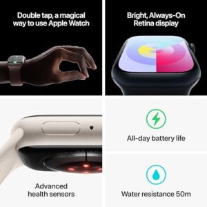 Apple Watch Series 9 [GPS 41mm] Smartwatch with Starlight Aluminum Case with Starlight Sport Band S/M. Fitness Tracker, Blood Oxygen & ECG Apps, Always-On Retina Display