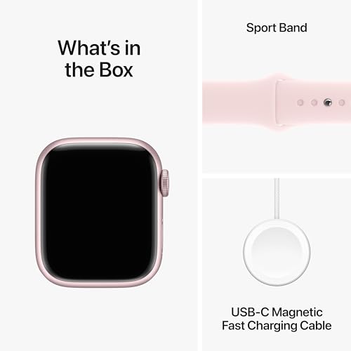 Apple Watch Series 9 [GPS + Cellular 41mm] Smartwatch with Pink Aluminum Case with Pink Sport Band S/M. Fitness Tracker, Blood Oxygen & ECG Apps, Always-On Retina Display