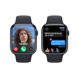 Apple Watch Series 9 [GPS 45mm] Smartwatch with Midnight Aluminum Case with Midnight Sport Band S/M. Fitness Tracker, Blood Oxygen & ECG Apps, Always-On Retina Display