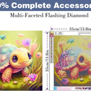 ijbnhd Turtle Diamond Painting Kits,Diamond Art Kit,Cute Turtle Paint by Numbers for Adults Beginner 5D Diamond Painting Kits for Adults Full Drill Round for Wall Decor12x12in