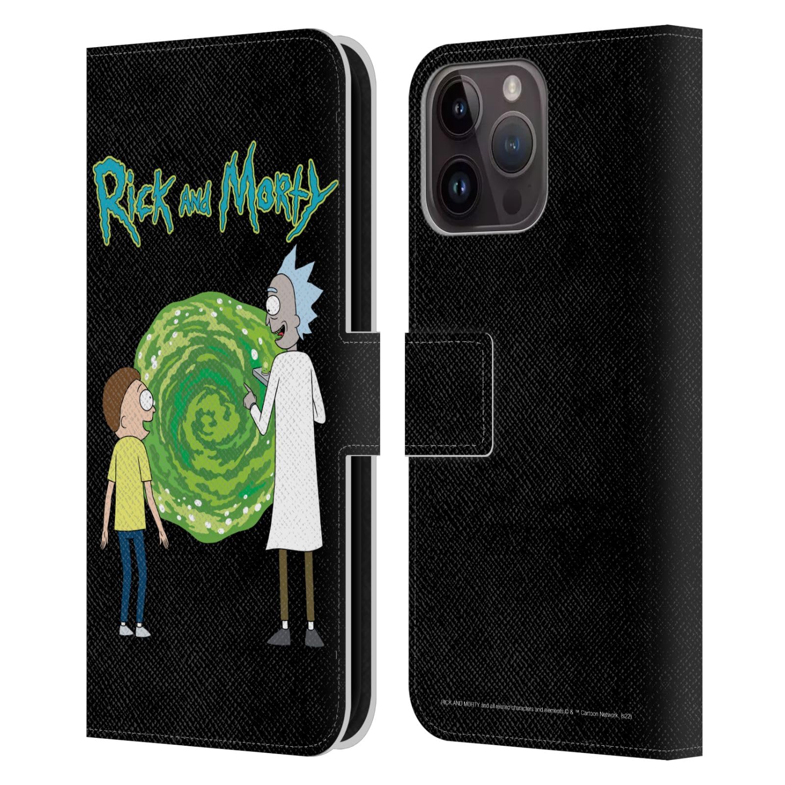 Head Case Designs Officially Licensed Rick and Morty Character Art Season 5 Graphics Leather Book Wallet Case Cover Compatible with Apple iPhone 15 Pro Max