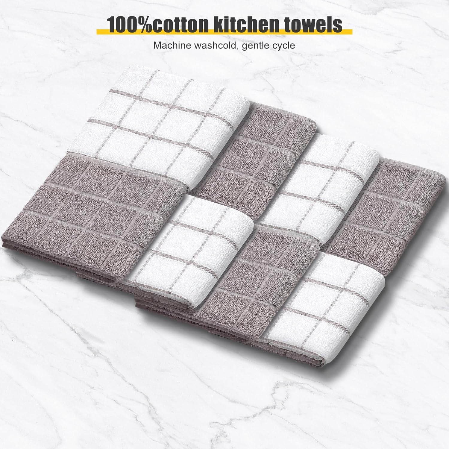 Oven Mitts Kitchen Towels and Dishcloths Pot Holders Sets, Oven Gloves Kitchen Dish Towels 500 Degree Heat Resistant Potholders with Non-Slip Silicone Surface for Cooking, Grilling, Baking-Gray