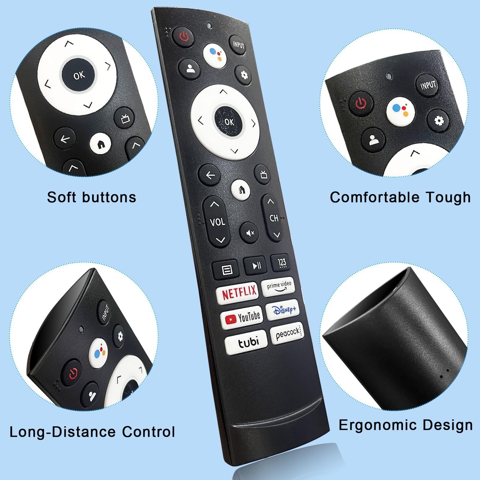 LAZTZQ Replacement Remote Control for Smart Hisense TV Models 43A6H 65U6H 65U6H 75U6H 55A6H 55A6H 65A6H 75A6H 55u6hh 55uhh 75H 75h 75h (Infrared Function)