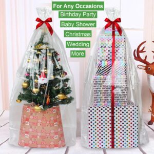 SYOGUA Extra Large Clear Cellophane Bags, 5 Pack 40" x 55" Jumbo Crystal Clear Gift Bags, 3 Mil Thick Huge Plastic Bags for Baskets Packaging, Cellophane Wrap Christmas Gift Bags