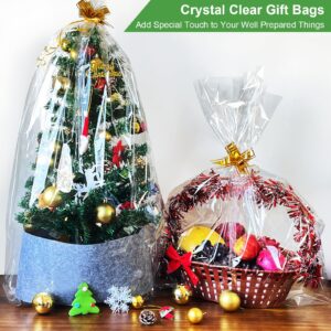 SYOGUA Extra Large Clear Cellophane Bags, 5 Pack 40" x 55" Jumbo Crystal Clear Gift Bags, 3 Mil Thick Huge Plastic Bags for Baskets Packaging, Cellophane Wrap Christmas Gift Bags