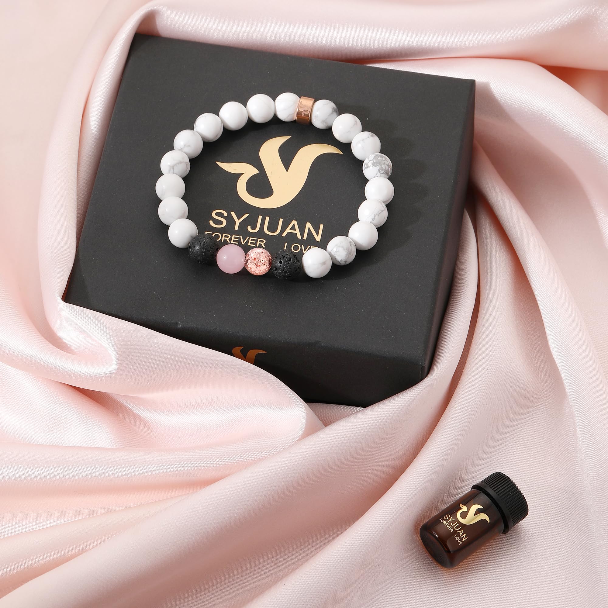 SYJUAN Aromatherapy Gifts for Women Lava Rock Beads Healing Crystal Bracelets Essential Oil Diffuser Beauty Birthday Gifts Ideas for Girlfriend Mom